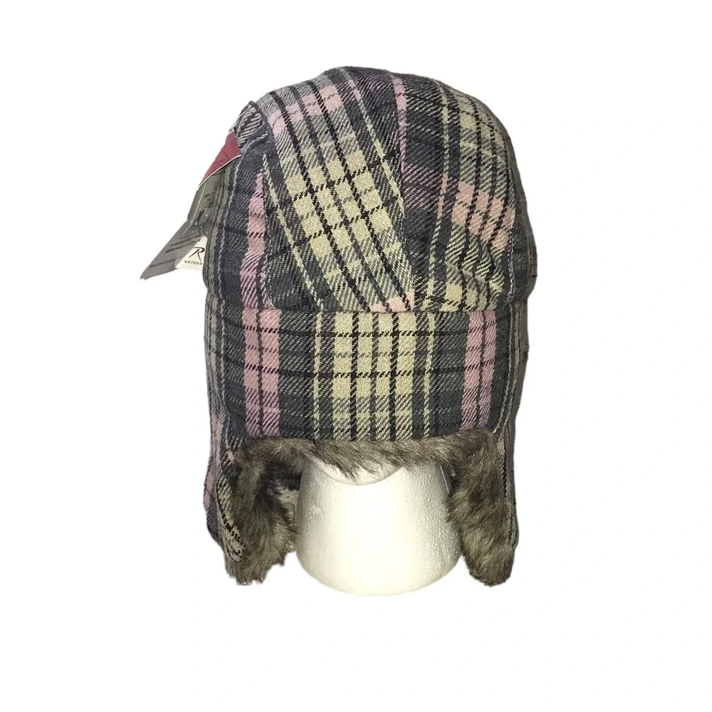 Rothco Plaid Faux Fur Cold Weather Winter Flyer’s Hat - NEW